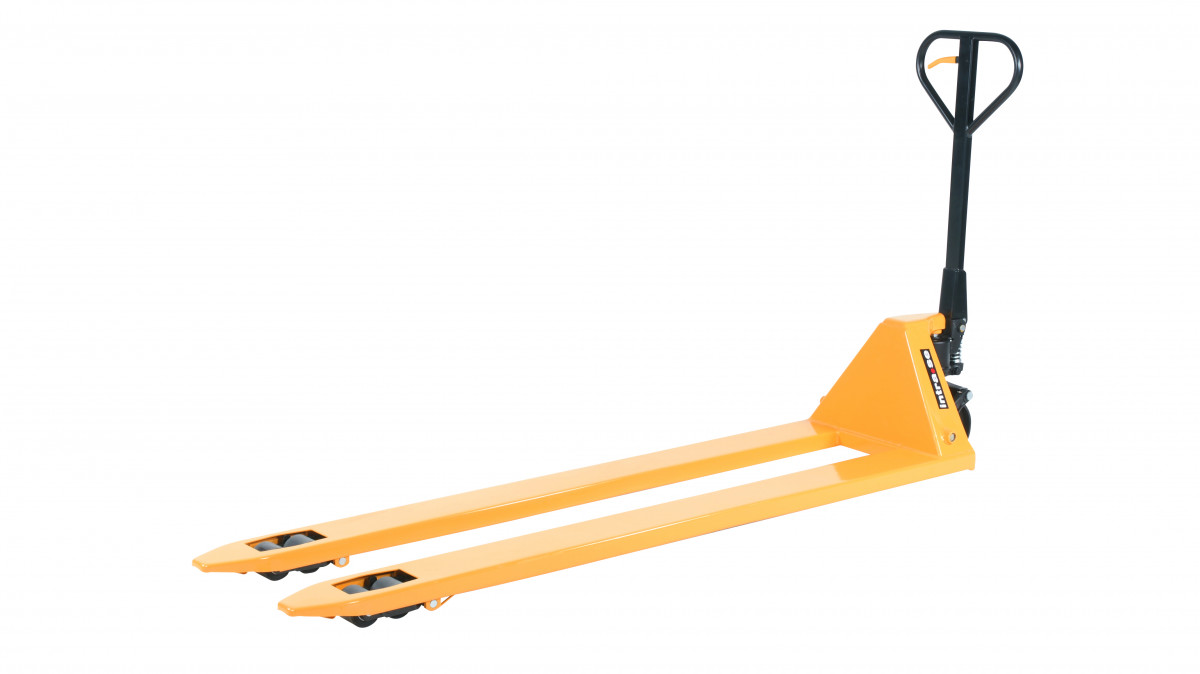 Ilgų šakių rankiniai palečių vežimėliai